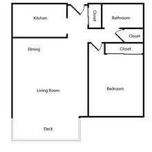 1 Bed, 1 Bath J floor plan